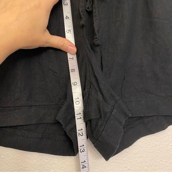 Old Navy LINEN SHORT pull on drawstring black pockets elastic waist hi rise M - Picture 10 of 11
